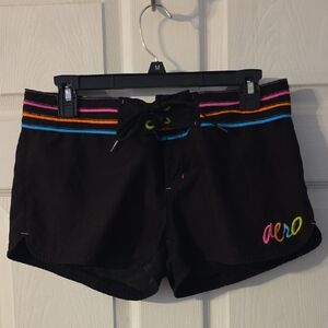 Black Swim Shorts with Rainbow Accents